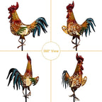 Tryme Rooster Solar Lights Outdoor Decorative Garden Statue Gifts for Chicken Lovers Women Mother Metal Yard Art for Lawn - Che Cose Belle