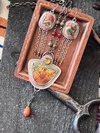 Tularosa Rosary Style Sterling Silver, Red Creek Jasper and Citrine Sunset Necklace - Che Cose Belle