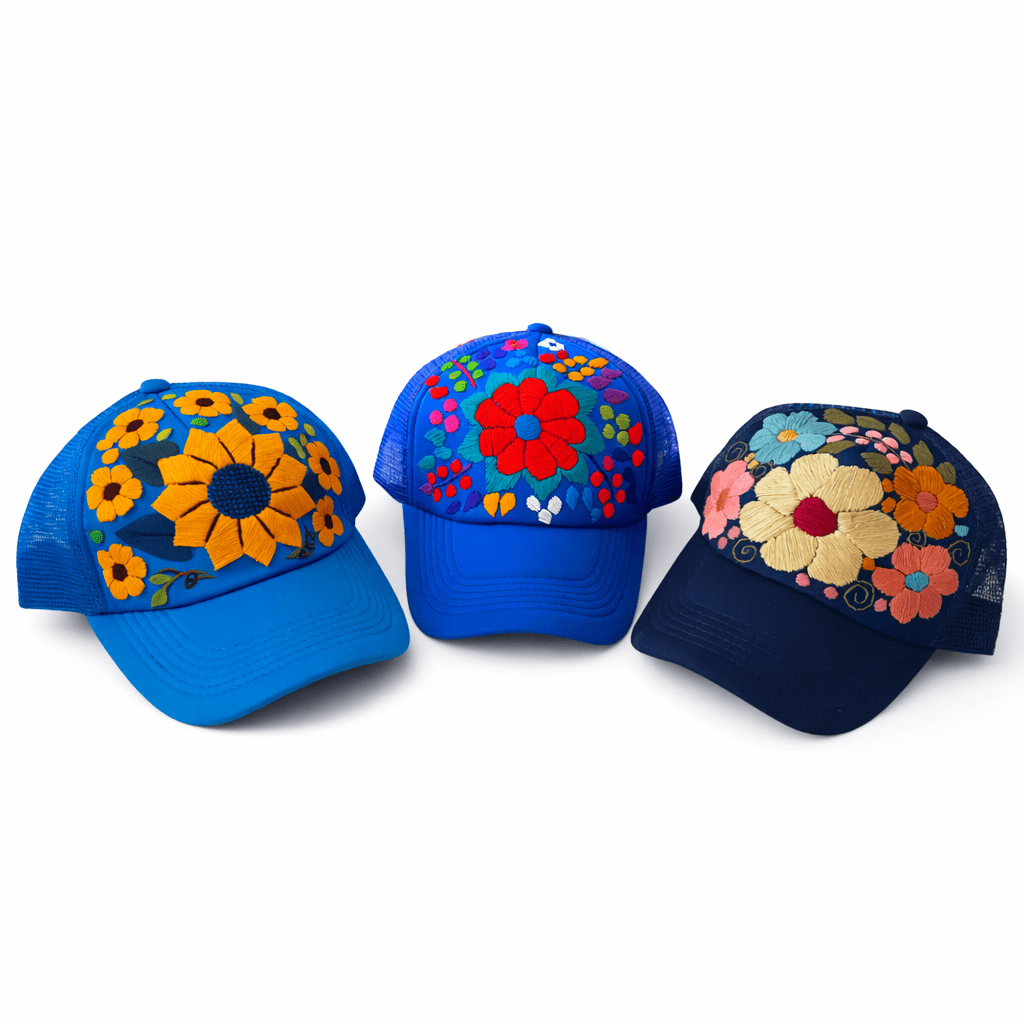 Tulum Hand Embroidered Trucker Flower Hat - Mexico - Che Cose Belle