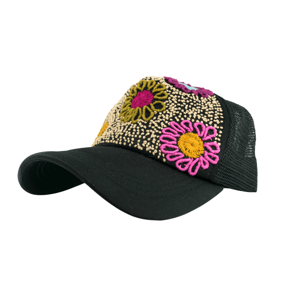 Tulum Hand Embroidered Trucker Flower Hat - Mexico - Che Cose Belle