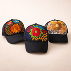 Tulum Hand Embroidered Trucker Flower Hat - Mexico - Che Cose Belle