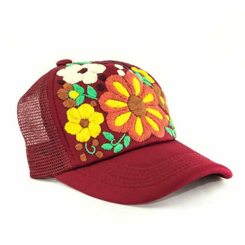 Tulum Hand Embroidered Trucker Flower Hat - Mexico - Che Cose Belle