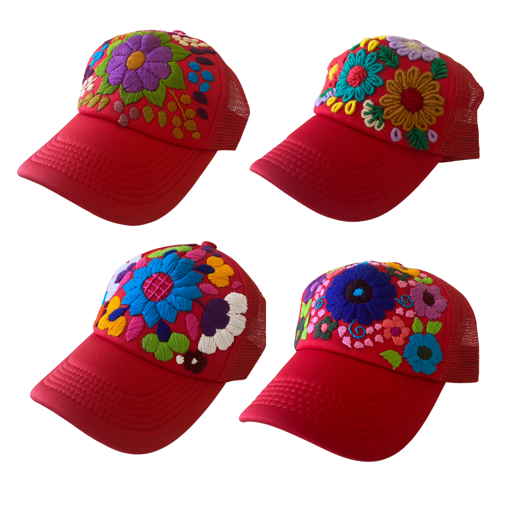 Tulum Hand Embroidered Trucker Flower Hat - Mexico - Che Cose Belle