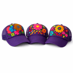 Tulum Hand Embroidered Trucker Flower Hat - Mexico - Che Cose Belle
