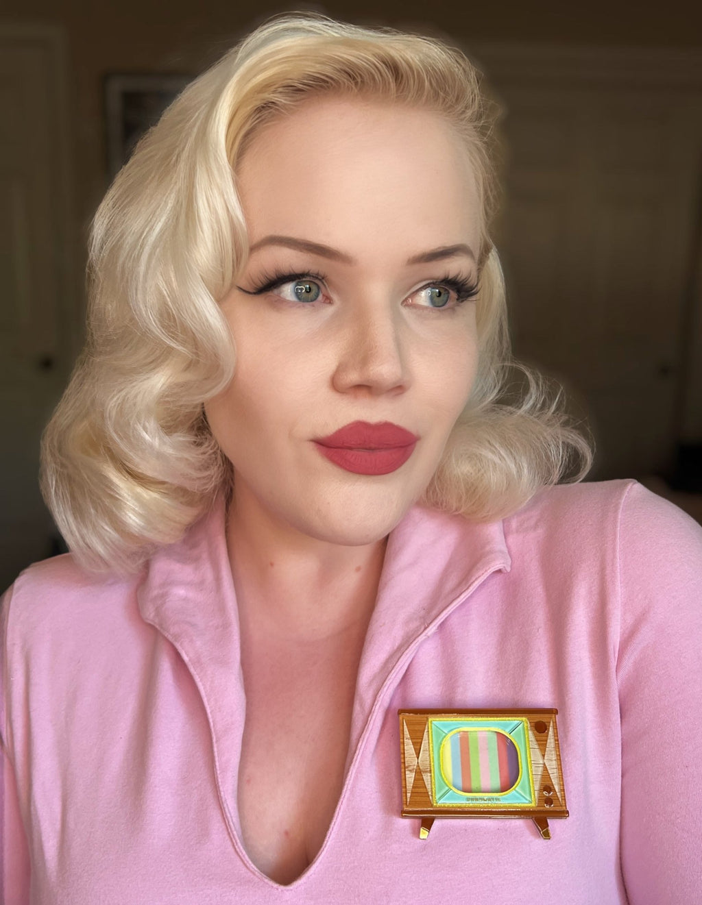 Tune In Customizable Retro TV Brooch by Lipstick & Chrome - Che Cose Belle