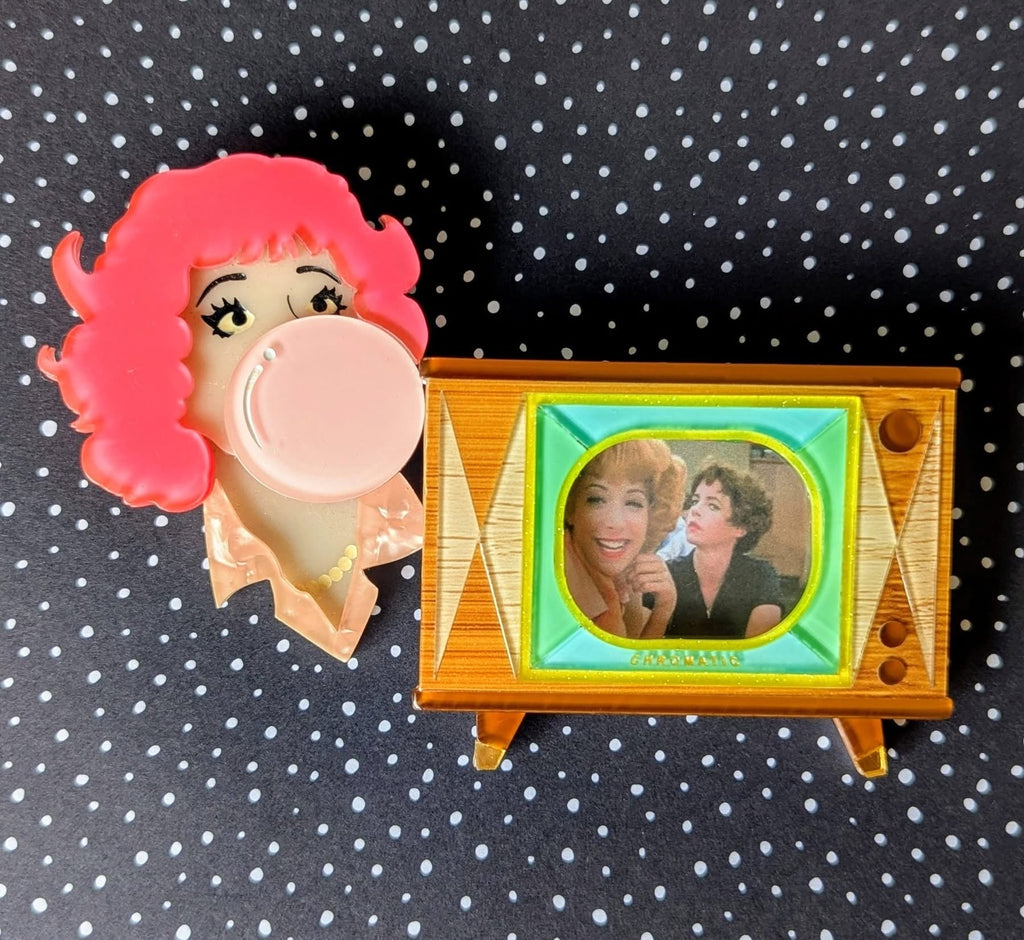 Tune In Customizable Retro TV Brooch by Lipstick & Chrome - Che Cose Belle