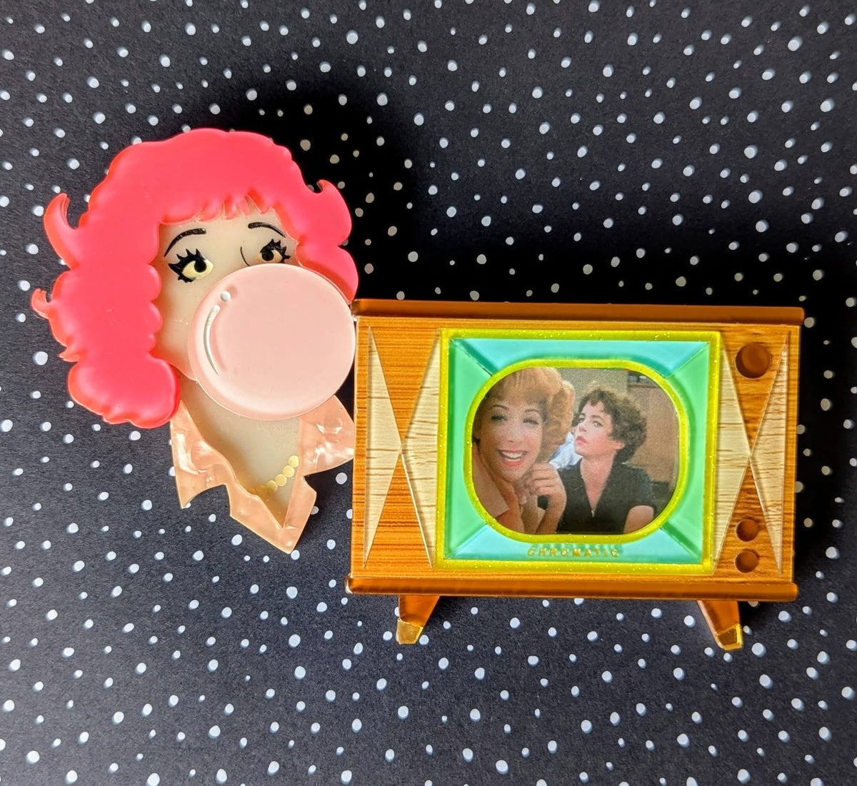 Tune In Customizable Retro TV Brooch by Lipstick & Chrome - Che Cose Belle