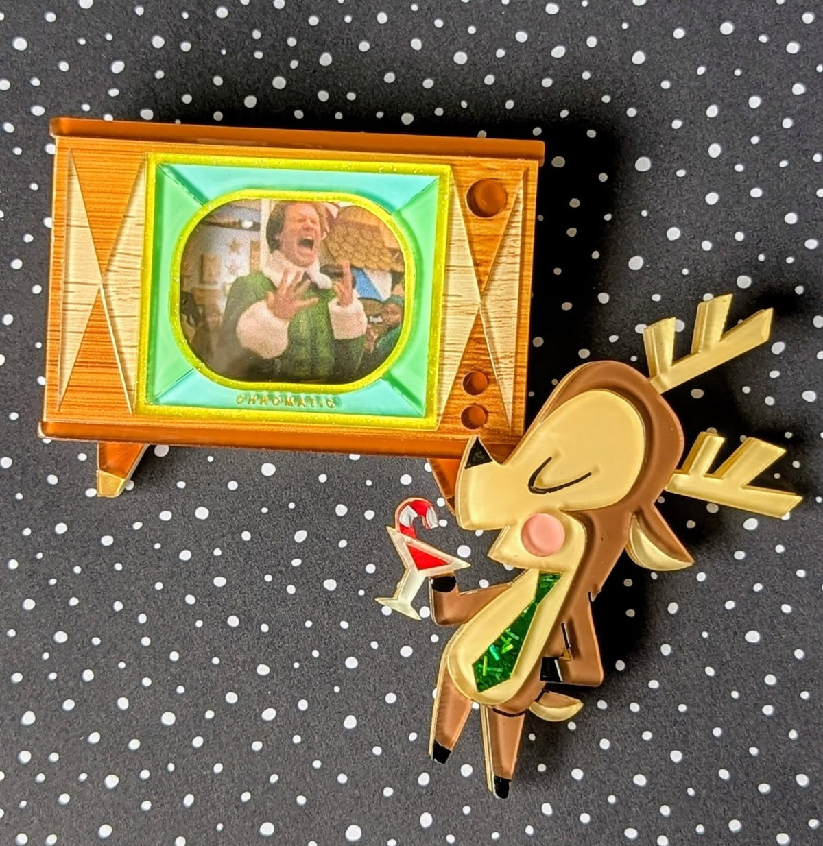 Tune In Customizable Retro TV Brooch by Lipstick & Chrome - Che Cose Belle