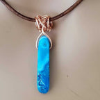 Turquoise Agate Crystal Pendant Leather Necklace - Che Cose Belle