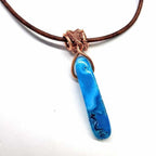 Turquoise Agate Crystal Pendant Leather Necklace - Che Cose Belle