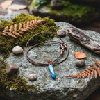 Turquoise Agate Crystal Pendant Leather Necklace - Che Cose Belle