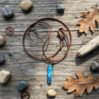 Turquoise Agate Crystal Pendant Leather Necklace - Che Cose Belle