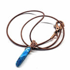 Turquoise Agate Crystal Pendant Leather Necklace - Che Cose Belle