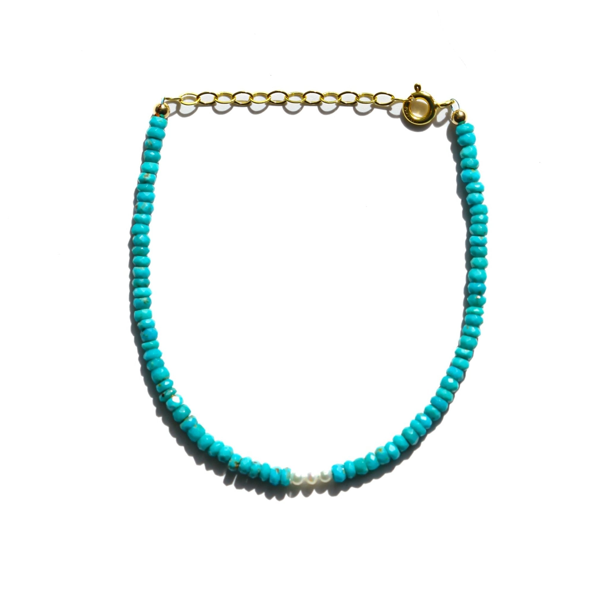 Turquoise and Pearl Beaded Bracelet - Che Cose Belle