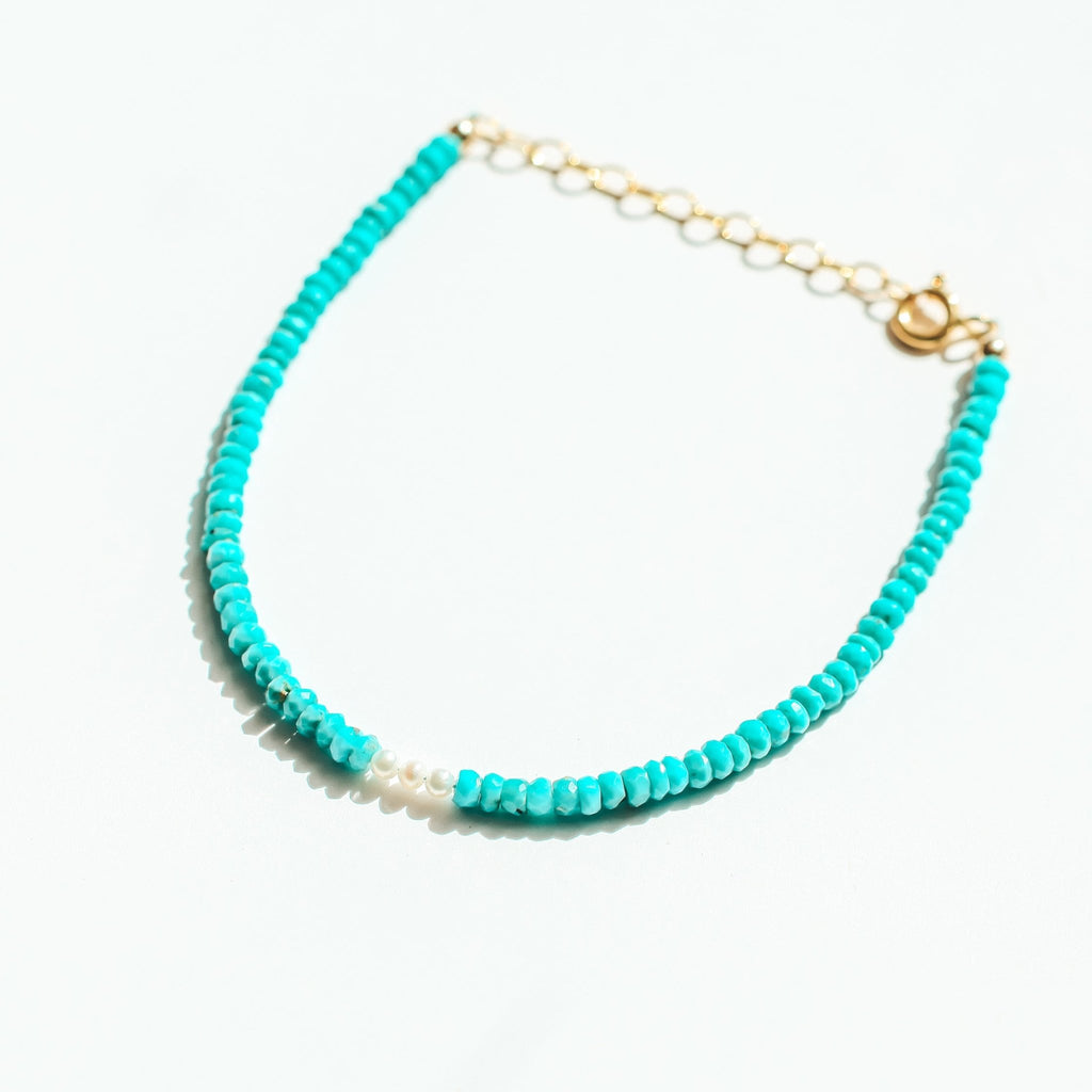 Turquoise and Pearl Beaded Bracelet - Che Cose Belle