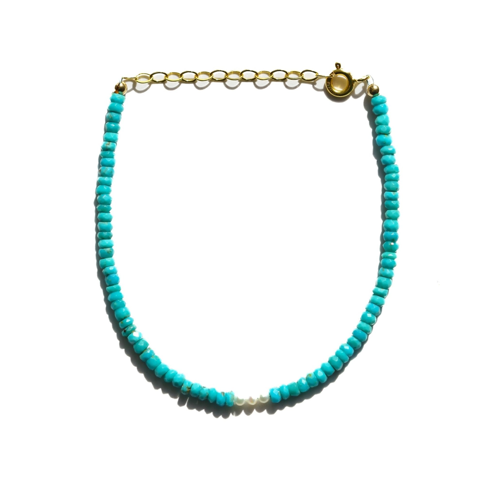 Turquoise and Pearl Beaded Bracelet - Che Cose Belle