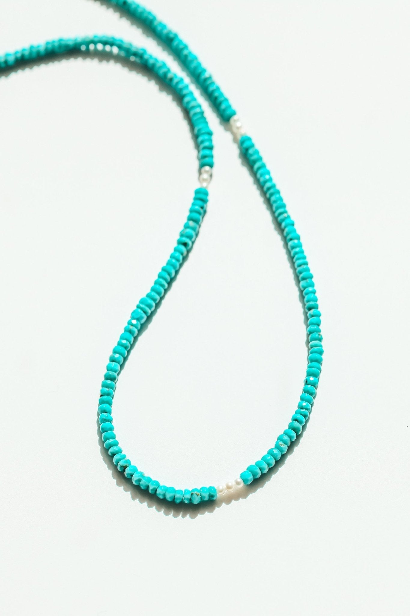 Turquoise and Pearl Beaded Necklace - Che Cose Belle
