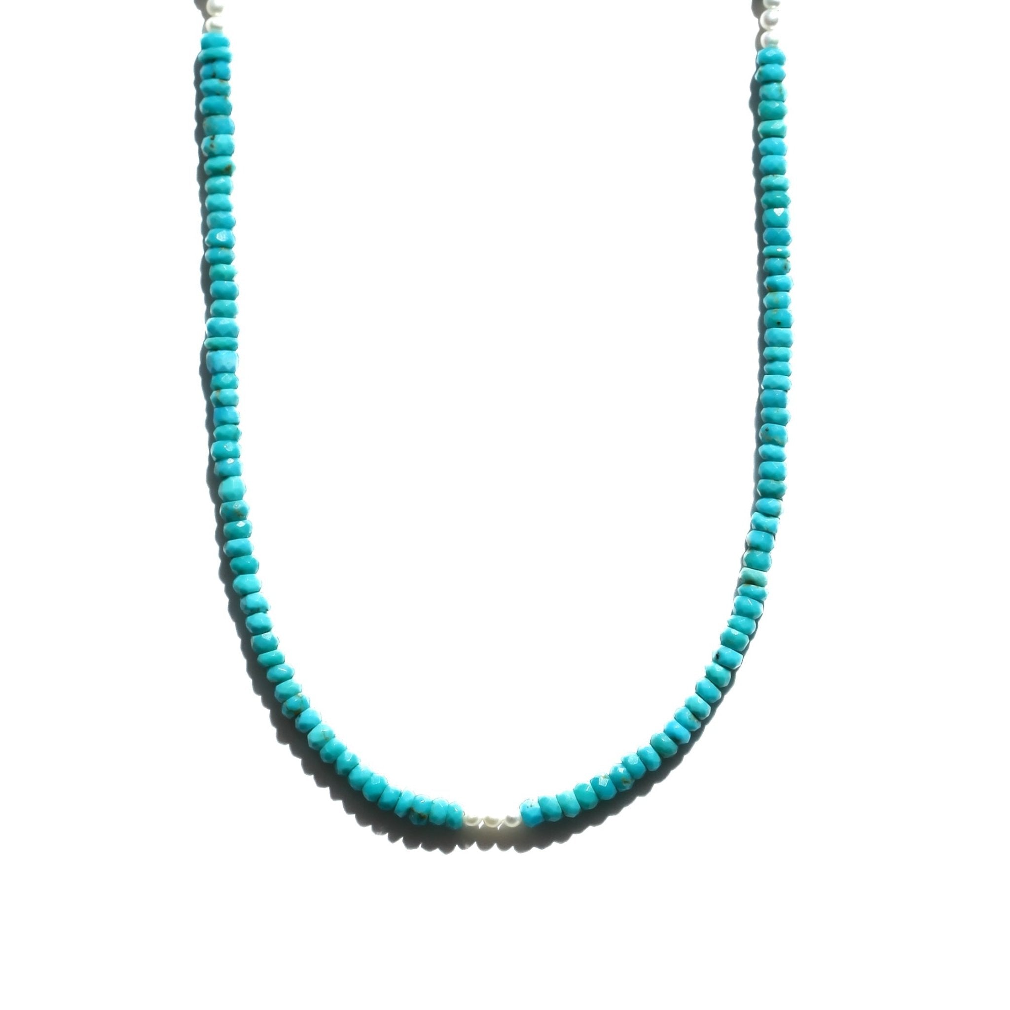 Turquoise and Pearl Beaded Necklace - Che Cose Belle