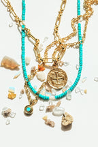 Turquoise and Pearl Beaded Necklace - Che Cose Belle