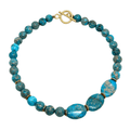 Turquoise Aqua Terra Necklace with Three Large Accent Stones - Che Cose Belle