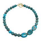 Turquoise Aqua Terra Necklace with Three Large Accent Stones - Che Cose Belle