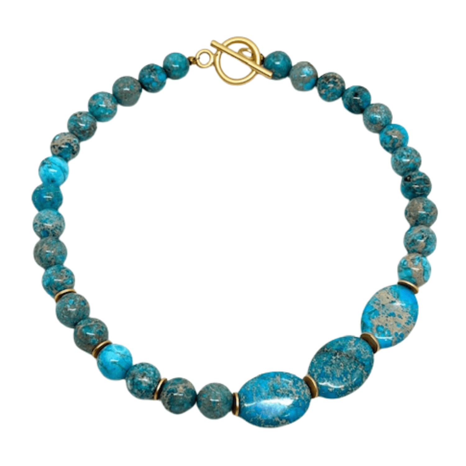 Turquoise Aqua Terra Necklace with Three Large Accent Stones - Che Cose Belle