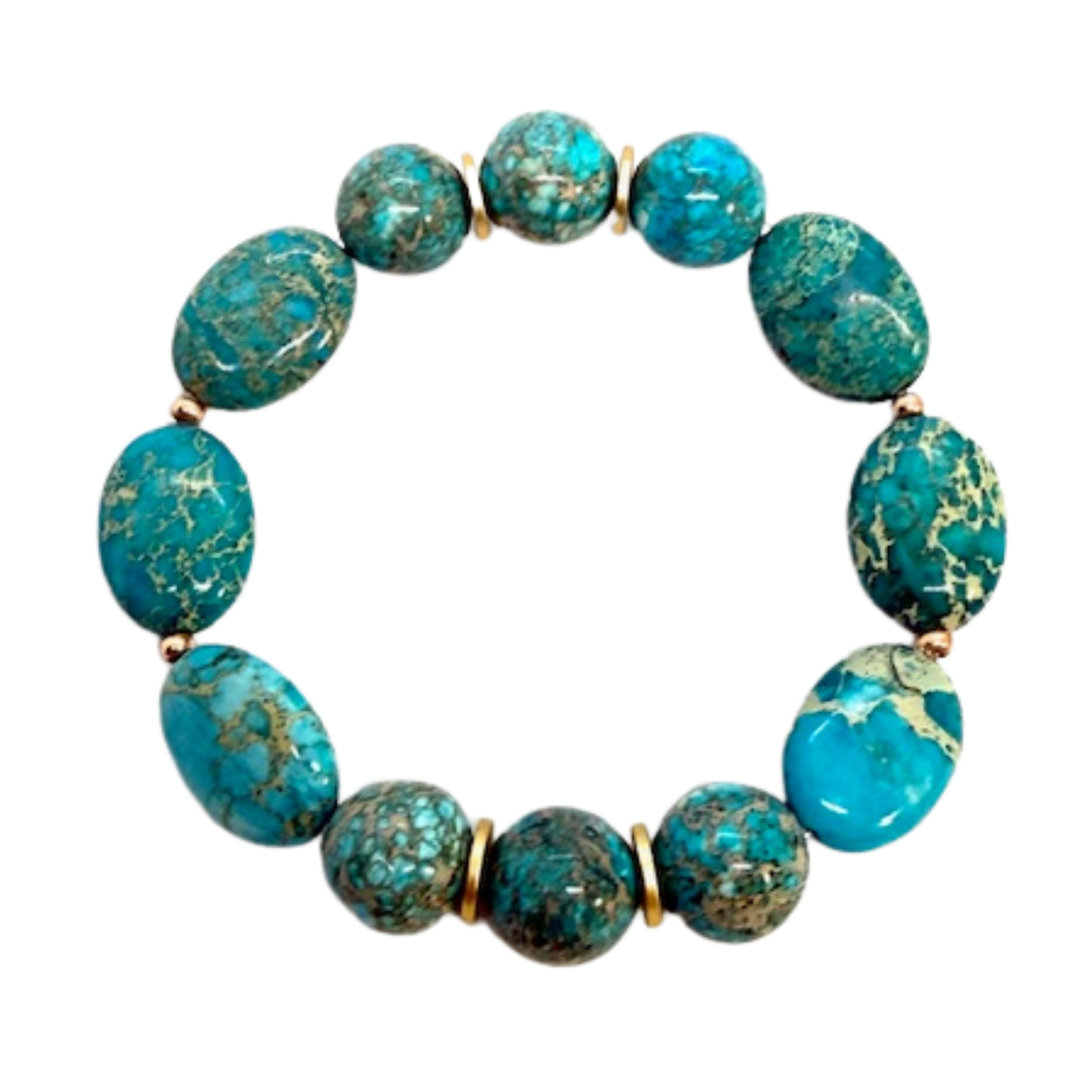 Turquoise Aqua Terra Oval and Bead Bracelet - Che Cose Belle