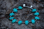 Turquoise Elephant Boho Anklet Silver Beaded Foot Jewelry