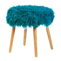 Turquoise Faux Fur Stool - Che Cose Belle