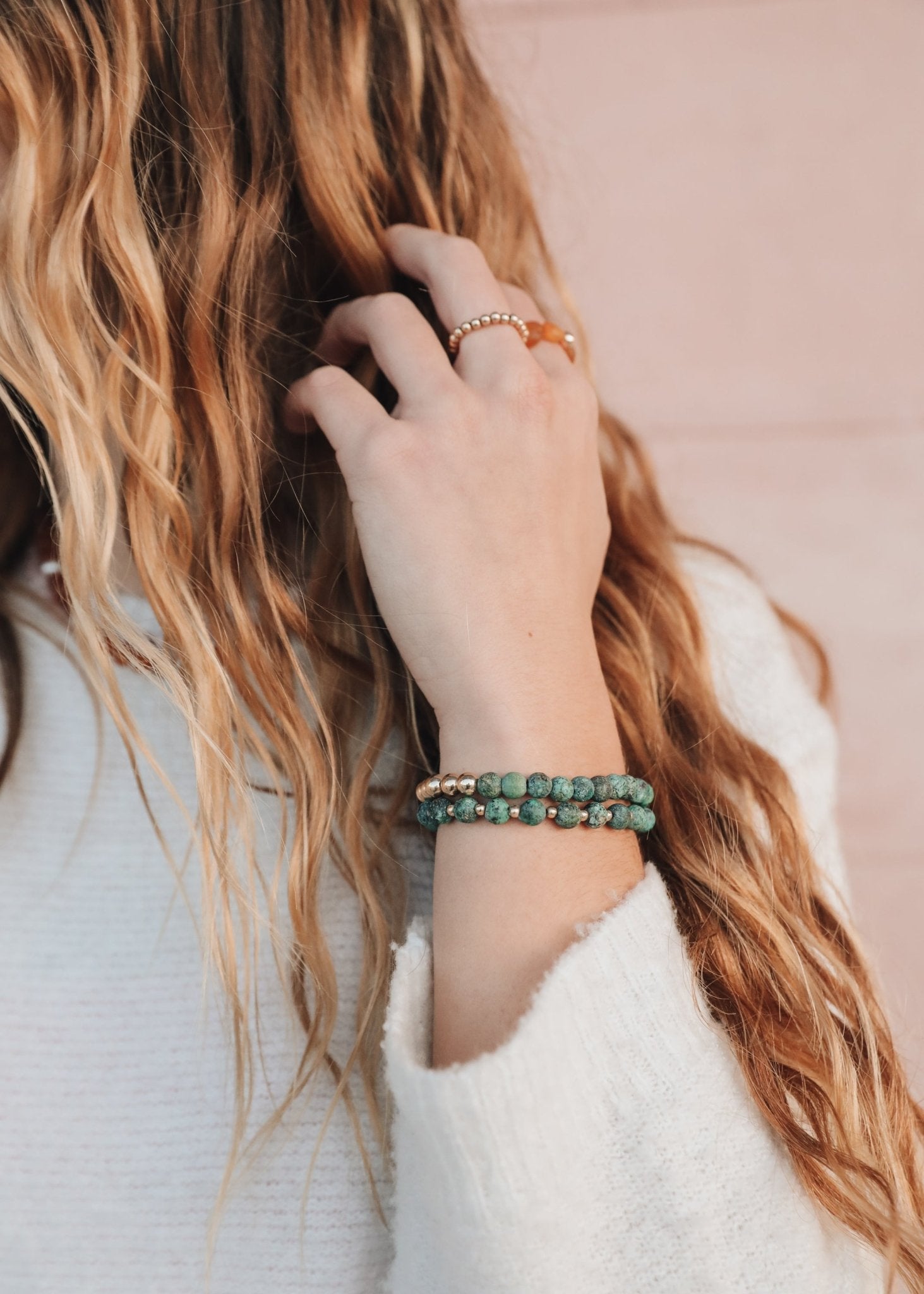 Turquoise Jasper :14k Gold Filled Sun + Moon || Adult Bracelets - Che Cose Belle