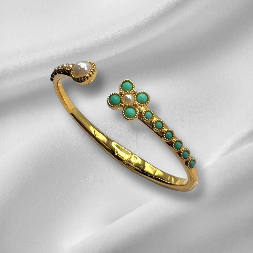 Turquoise Pearl Glory Cross Bracelet - Che Cose Belle
