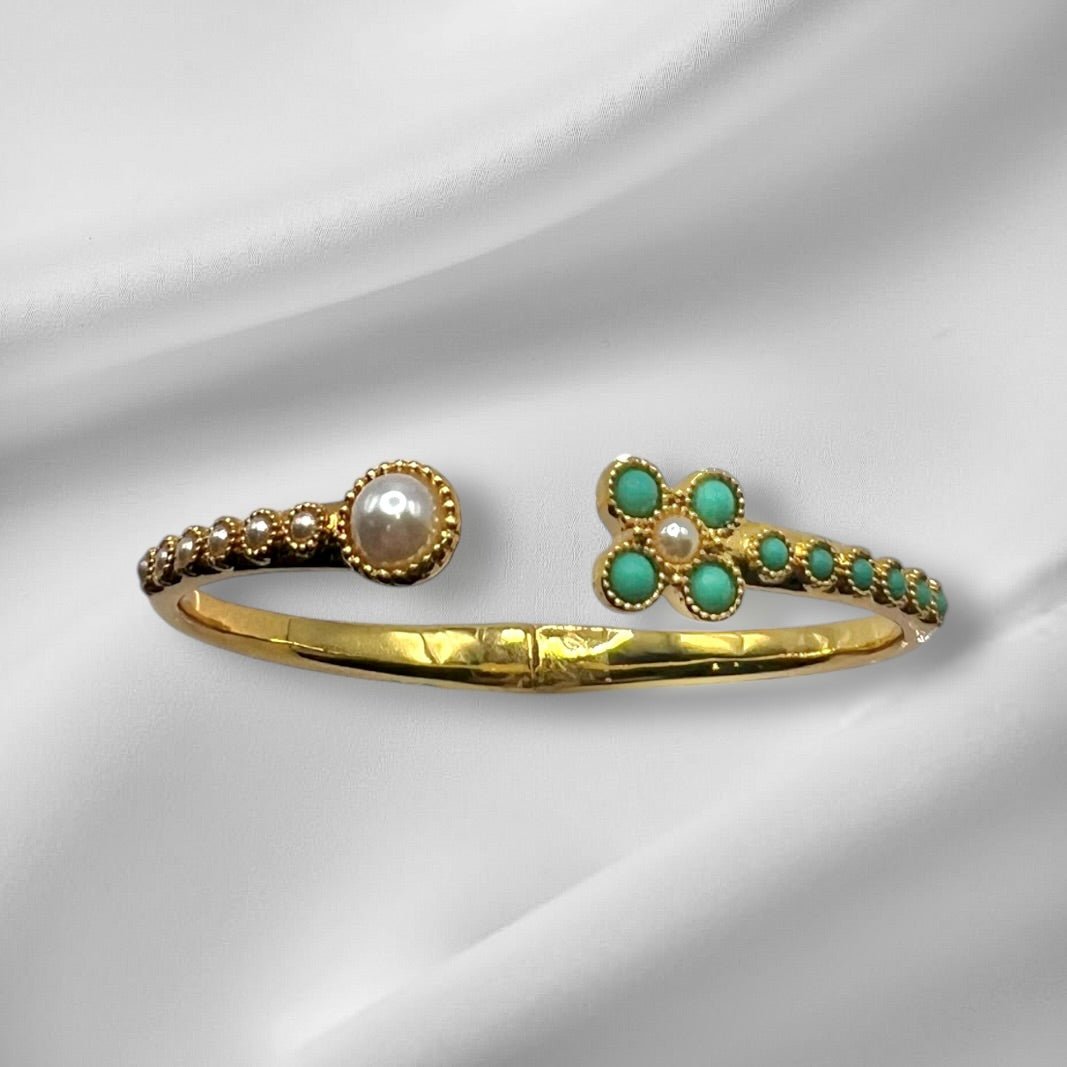 Turquoise Pearl Glory Cross Bracelet - Che Cose Belle