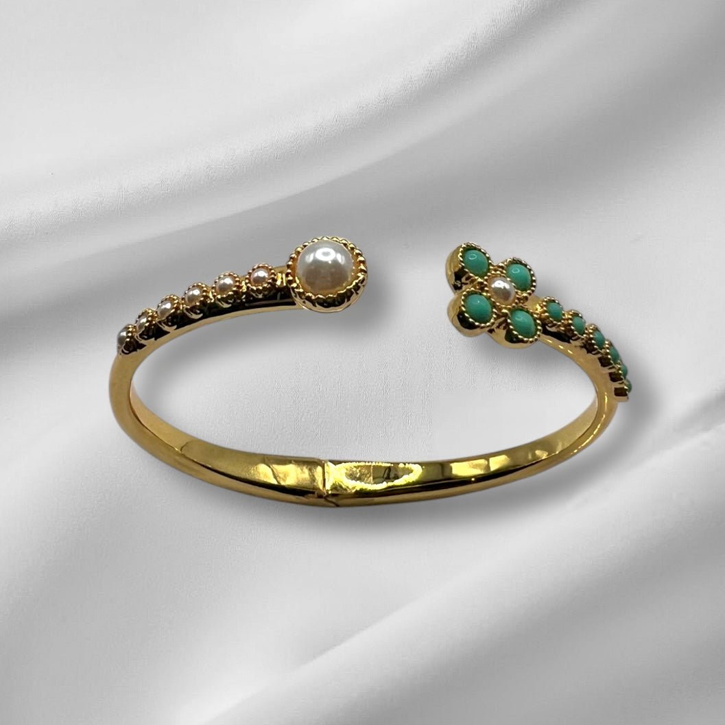Turquoise Pearl Glory Cross Bracelet - Che Cose Belle