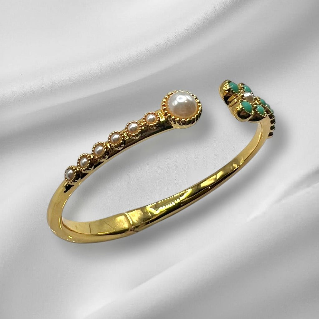 Turquoise Pearl Glory Cross Bracelet - Che Cose Belle