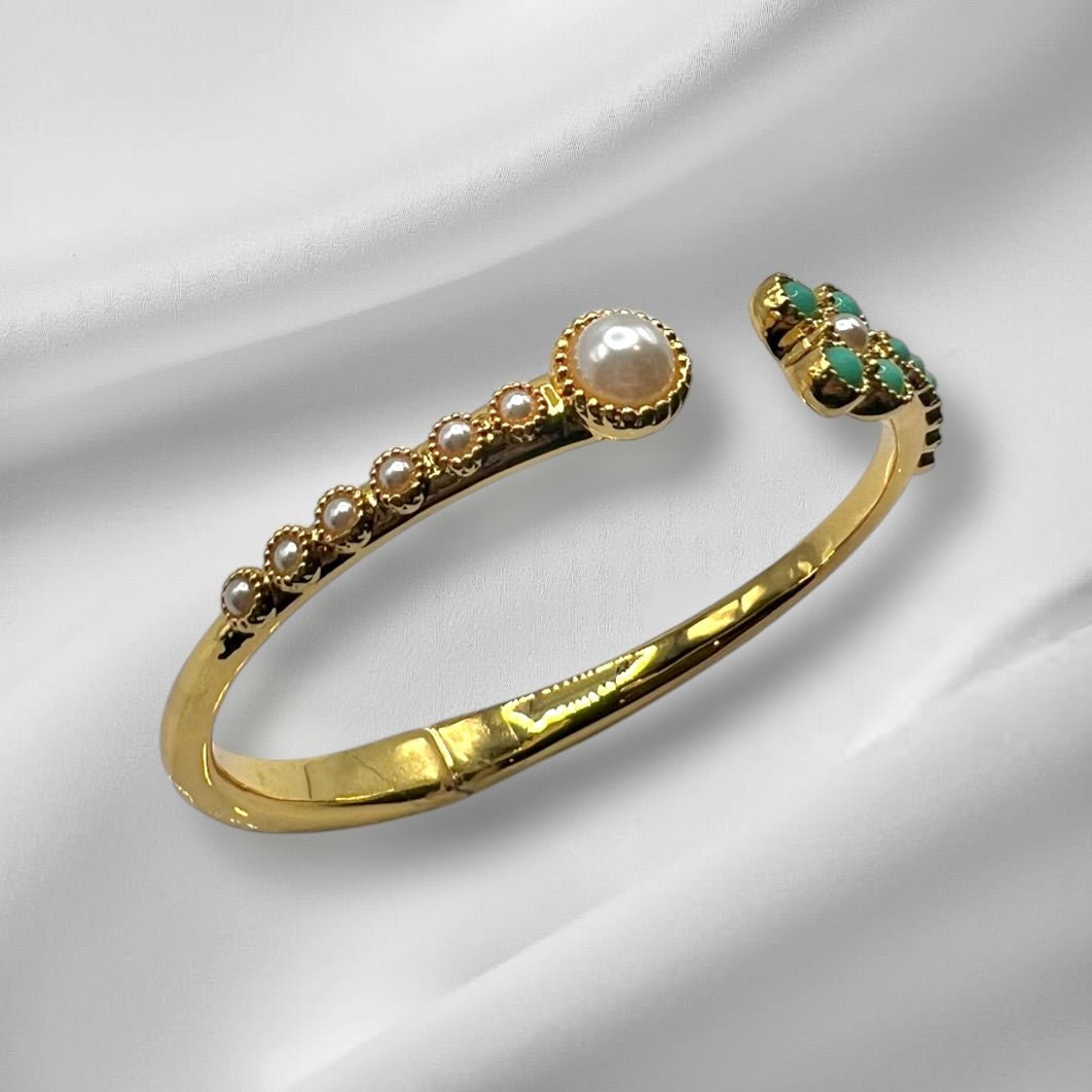 Turquoise Pearl Glory Cross Bracelet - Che Cose Belle