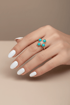 Turquoise Pearl Glory Cross Ring - Che Cose Belle