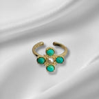 Turquoise Pearl Glory Cross Ring - Che Cose Belle