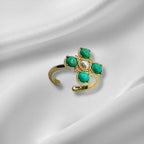 Turquoise Pearl Glory Cross Ring - Che Cose Belle