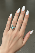 Turquoise Pearl Glory Cross Ring - Che Cose Belle