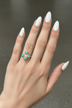 Turquoise Pearl Glory Cross Ring - Che Cose Belle