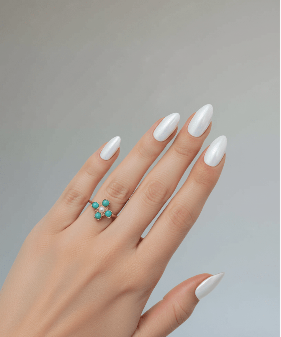 Turquoise Pearl Glory Cross Ring - Che Cose Belle