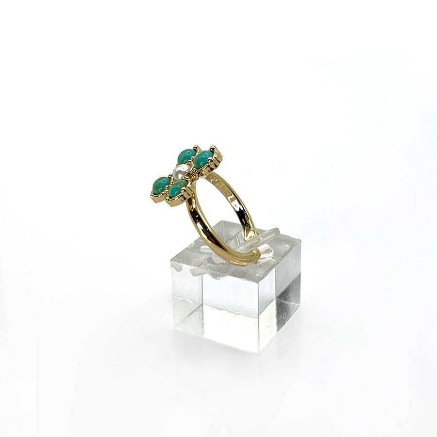 Turquoise Pearl Glory Cross Ring - Che Cose Belle