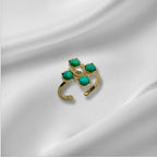 Turquoise Pearl Glory Cross Ring - Che Cose Belle