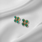 Turquoise Pearl Glory Cross Stud Earrings - Che Cose Belle