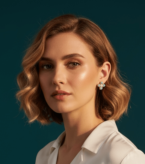 Turquoise Pearl Glory Cross Stud Earrings - Che Cose Belle