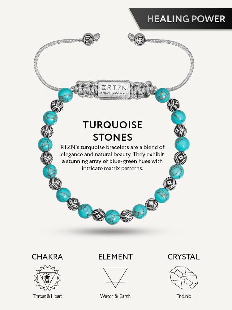 Turquoise & Silver Charms Beaded Bracelet - Native - Che Cose Belle