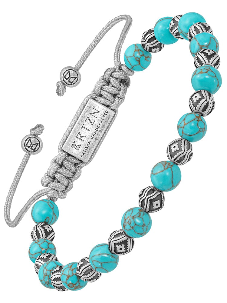 Turquoise & Silver Charms Beaded Bracelet - Native - Che Cose Belle