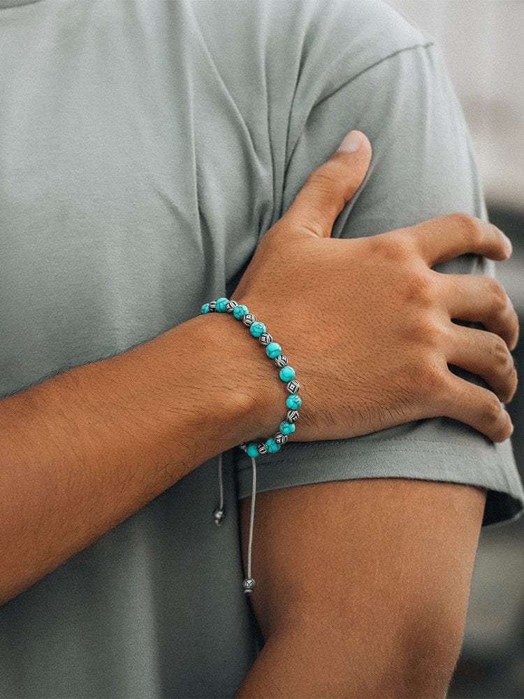 Turquoise & Silver Charms Beaded Bracelet - Native - Che Cose Belle