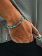 Turquoise & Silver Charms Beaded Bracelet - Native - Che Cose Belle