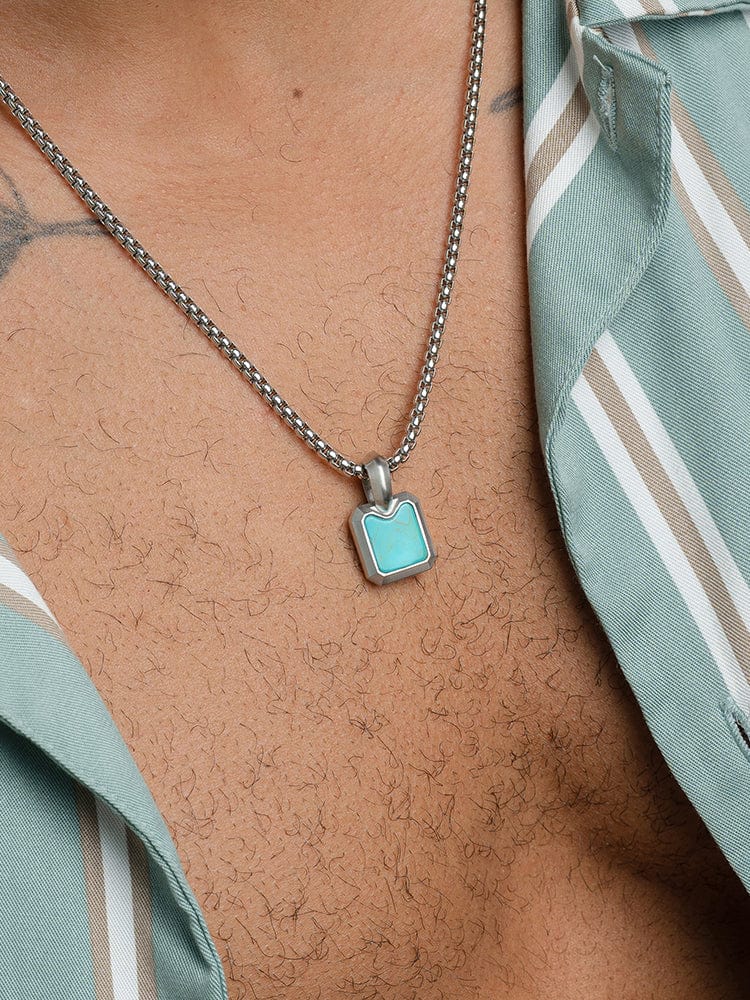 Turquoise Square Pendant Necklace - Che Cose Belle